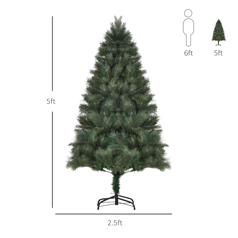 HOMCOM 5FT Artificial Pop-Up Christmas Tree Holiday Home Decoration, Green for Party
