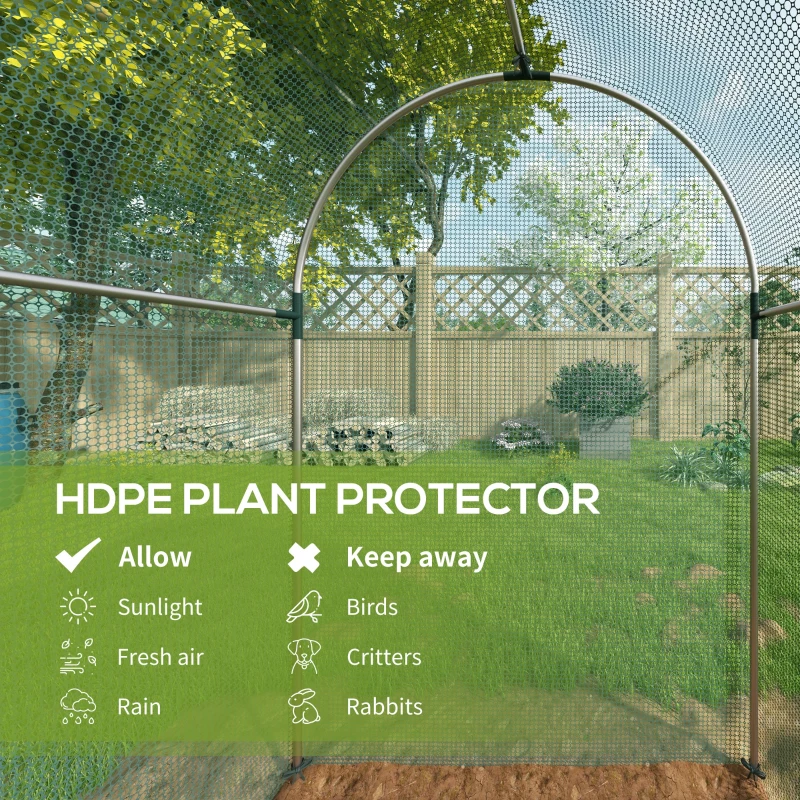 Outsunny Galvanized Steel Crop Cage, Plant Protection Tent with Zippered Door, 4' x 8', Green