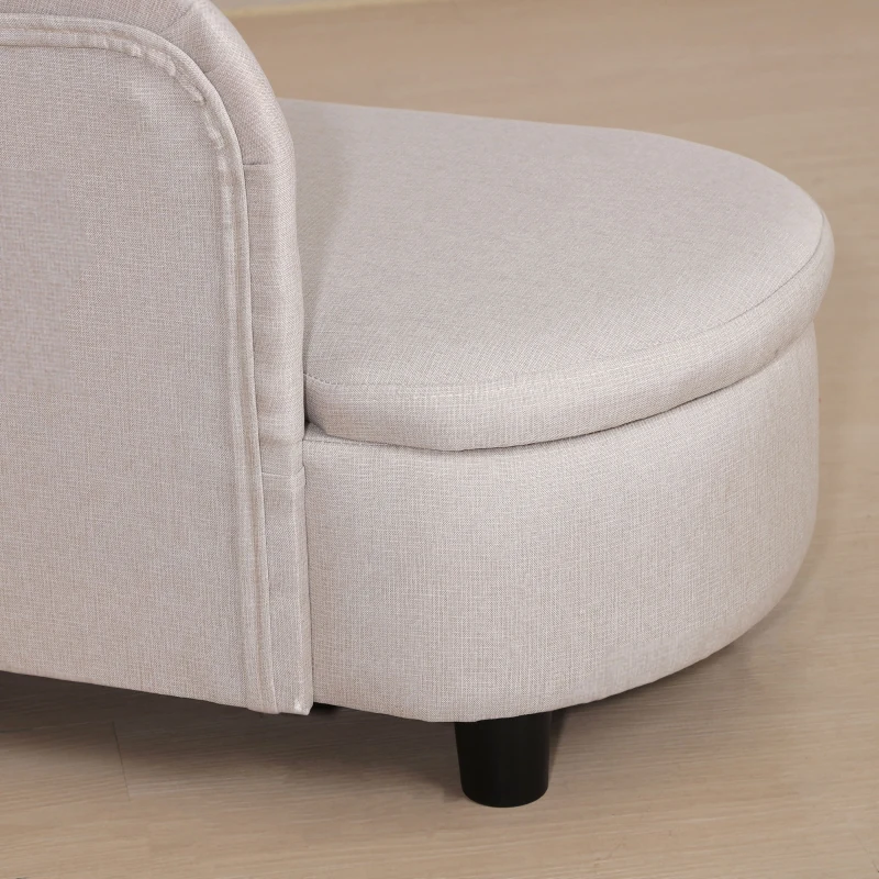 Qaba Kids Sofa, Toddler Couch with Storage Compartment, Children Chaise Lounge, Armrest Chair for Preschool for Kids Room, Kindergarten, Eucalyptus Wood, Beige