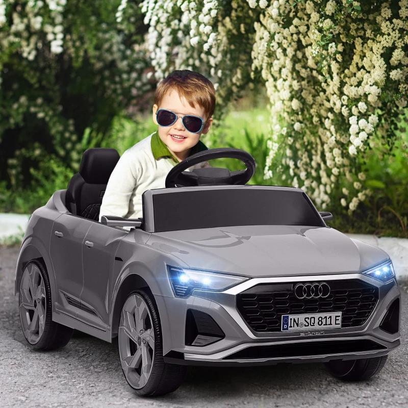 Qaba Audi Q8 e-tron Sportback Licensed 12V Battery Powered Kids Electric Car w/ Spring Suspension, Soft Start, Gray