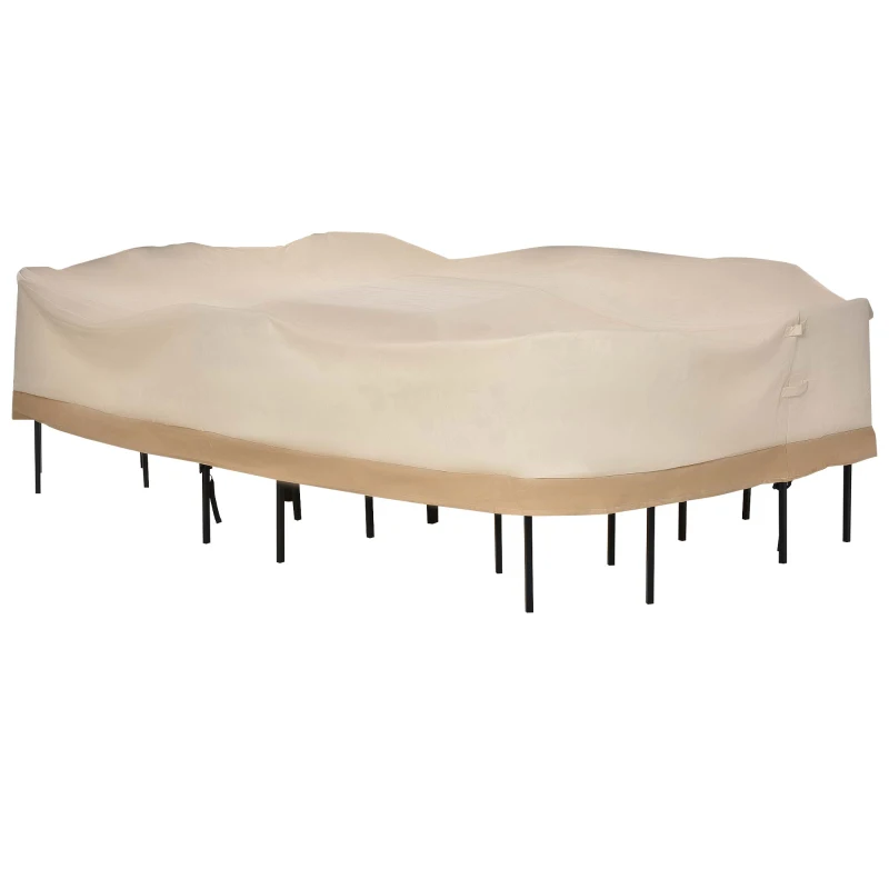 Outsunny 84B-059 129.9-Inch Oval Patio Table and Chair Set Cover, Beige/Coffee Sofa Set