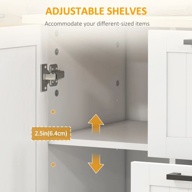 HOMCOM Rolling Kitchen Cart on Wheels with Drop Leaf, Kitchen Island with 3 Drawers, Solid Wood Top and Towel Rack, White