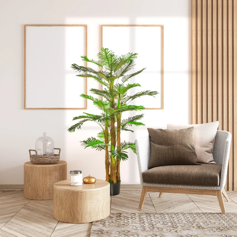 HOMCOM 6FT Artificial Tropical Palm Tree, Faux Decorative Plant in Nursery Pot for Indoor or Outdoor Décor