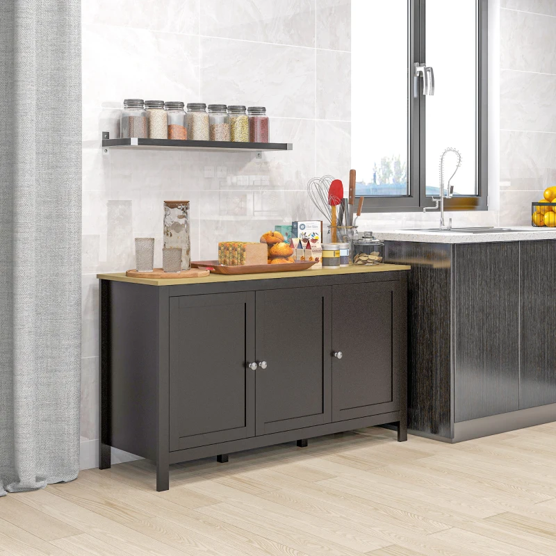 HOMCOM Sideboard, Buffet Cabinet with Doors and Adjustable Shelves for Living Room, Entryway, Black and Natural