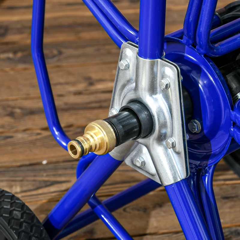 Outsunny 98 ft of 5/8" Hose Reel Cart (Hose Not Included), Garden Water Hose Carts with Wheels for Yard, Lawn, Blue