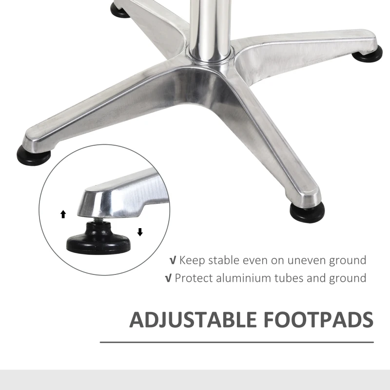 HOMCOM 24 Inch Square Bar Table 43" H Adjustable Stainless Steel Top Aluminum Frame Home Pub Bistro