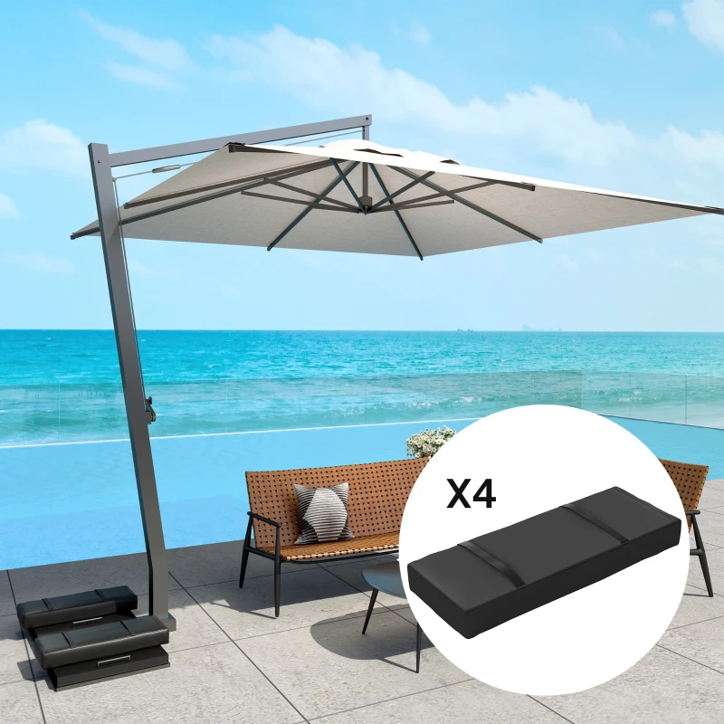 Outsunny 4PCS Patio Umbrella Base Weight Bag, Umbrella Stand Weights with Handles, 33 lbs with Sand Filling, Patio Umbrella Weights for Offset/Cantilever Umbrella Stand Base, Black