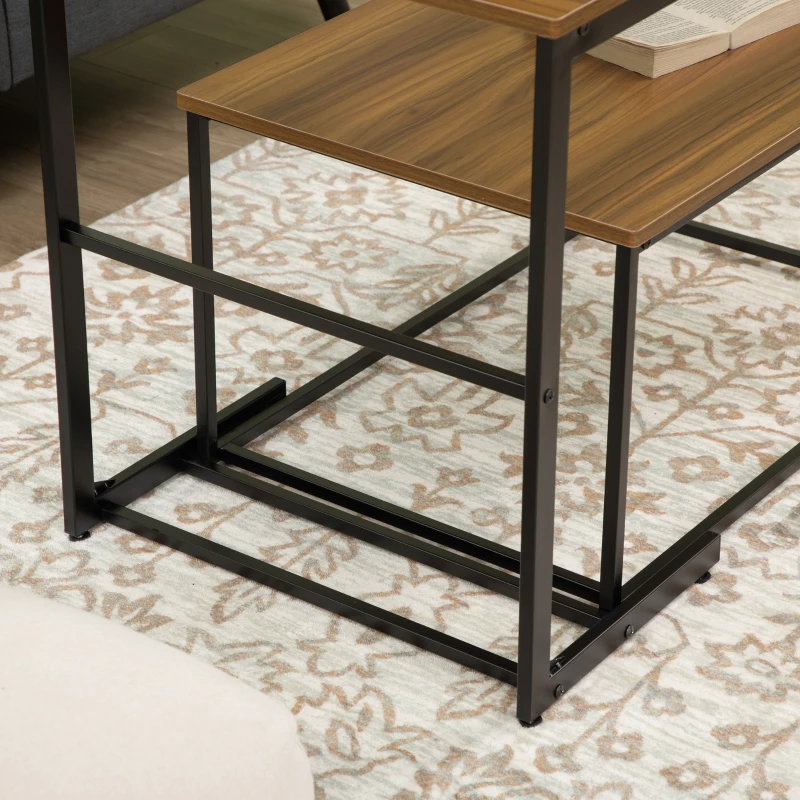 HOMCOM Industrial Style Nesting Tables Set of 2 w/ Metal Frame for Living Room