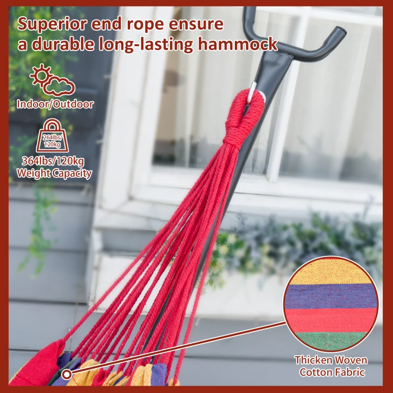 Outsunny Patio Hammock with Stand, Fabric Outdoor Hammock Bed with Stand, Free Standing Adjustable Lounge Chair Includes Portable Carrying Case for Outdoor or Indoor