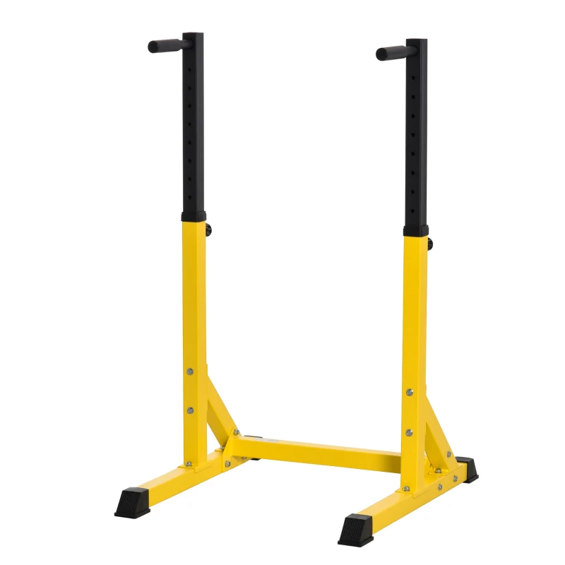 Soozier Dip Station, Body Press Parallel Bar with 10 Adjustable Height, Home Gym Workout Trainer Dip Bar, Yellow