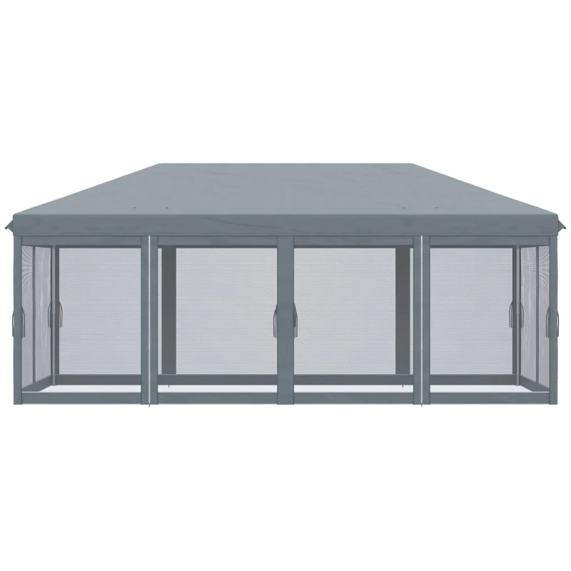Outsunny 10' x 20' Pop Up Canopy Tent Gazebo with Removable Mesh Sidewall Netting, Carry Bag for Backyard Patio Outdoor, Grey