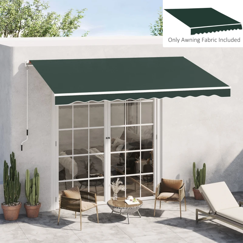 Outsunny Retractable Awning Fabric Replacement for 13' x 8' 840-151, Green