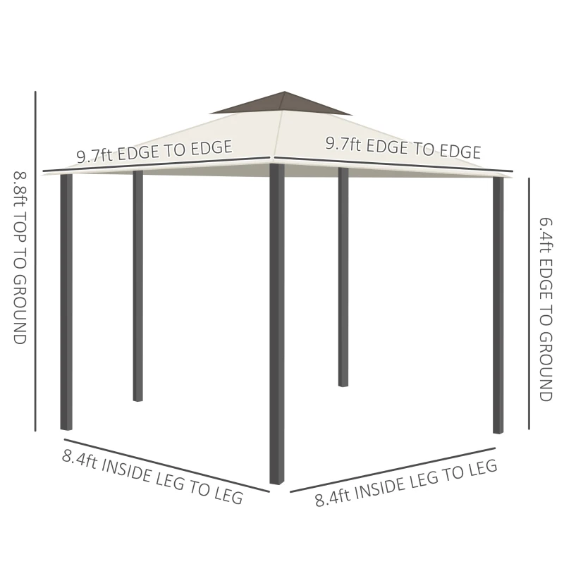 Outsunny 10' x 10' Patio Gazebo, Double Roof Outdoor Gazebo with Privacy Curtains, Mesh Netting, Aluminum Frame Outdoor Canopy Shelter, Cream White