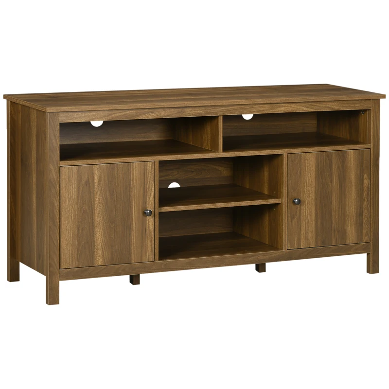 HOMCOM TV Stand for TVs up to 55", TV Unit with Storage Cupboard and Shelves, 55.1" x 15.7" x 27", Walnut