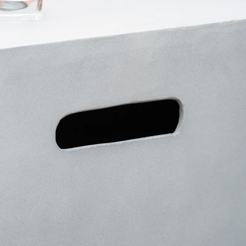 Outsunny 36" Firepit Table for Outside, 50,000 BTU Large Rectangular Stone Gas Firepit with Lava Rocks & Rain Cover, Fits 20lb Tank, Gray