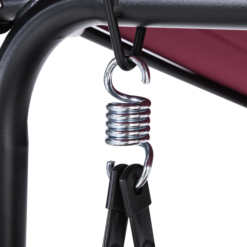 Outsunny 3-Seater Outdoor Porch Swing with Adjustable Canopy, Patio Swing Chair for Garden, Poolside, Backyard, Wine Red