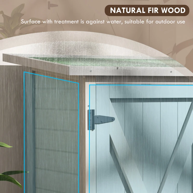 Outsunny Wooden Garden Storage Shed Fir Tool Cabinet Organizer with Asphalt Roof and Double Door for Outside, Garden and Yard