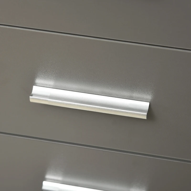 HOMCOM Modern Lateral Filing Cabinet, 3 Drawer File Cabinet for Letter and A4 Size Documents, Mobile, Printer Stand with Open Shelves, Rolling Wheels, Grey