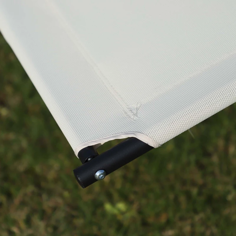 Outsunny Double Chaise Lounger Garden Rocker Sun Bed Outdoor Hammock Chair Texteline with Pillow Cream White