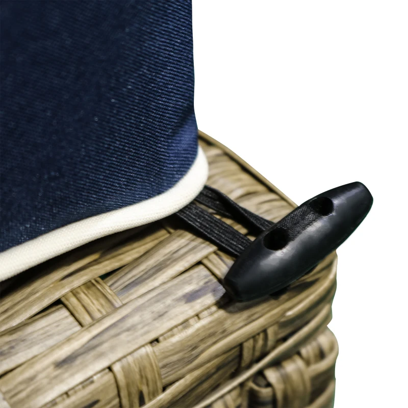 Outsunny 6 Pieces Outdoor PE Rattan Wicker Patio Furniture Sofa Set with Thick Cushions, Deluxe Garden Sectional Couch with Glass Top Table, Yellow and Navy Blue