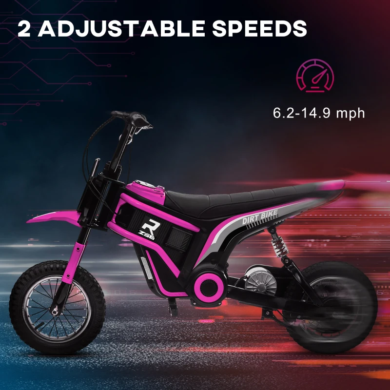 Aosom 24V 350W Electric Dirt Bike Up to 15 MPH w/ Twist Grip Throttle, Pink