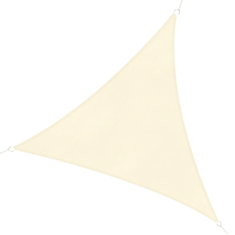 Outsunny Triangle 10' x 10' x 10' Outdoor Sun Shade Sail, Garden Cover UV Block Fabric Canopy for Patio, Deck, Cream