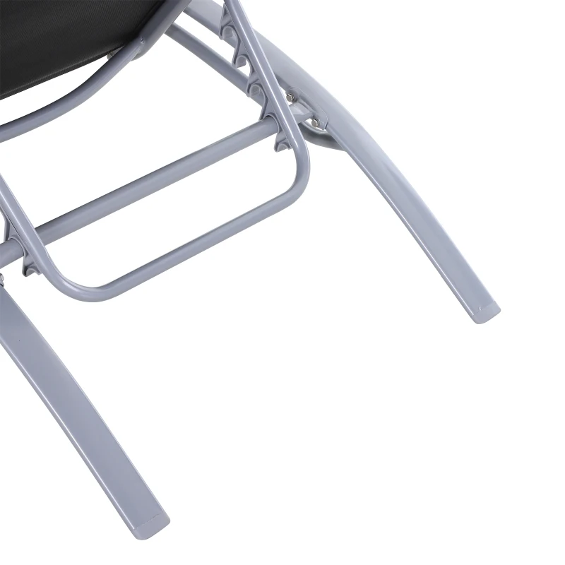 Outsunny Aluminum Patio Tanning Chair with Soft Padded Seat Cushion, Outdoor Lounge Chair with 5-Level Adjustable Backrest & Head Pillow, Beige