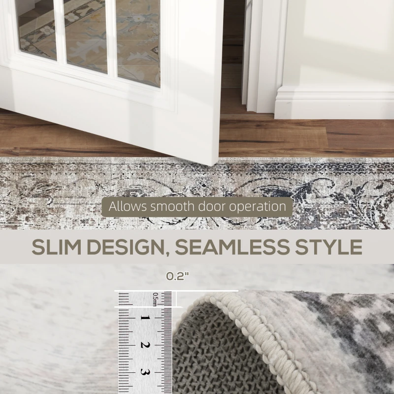 HOMCOM 6x9 Boho Area Rug, Machine Washable Carpet for Living Room, Bedroom, Dining Room, Kitchen, Home Office, Brown