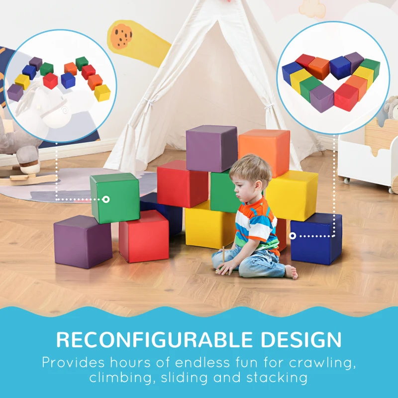 Soozier 12 Piece Soft Play Blocks Soft Foam Toy for Toddler, Multi-Color