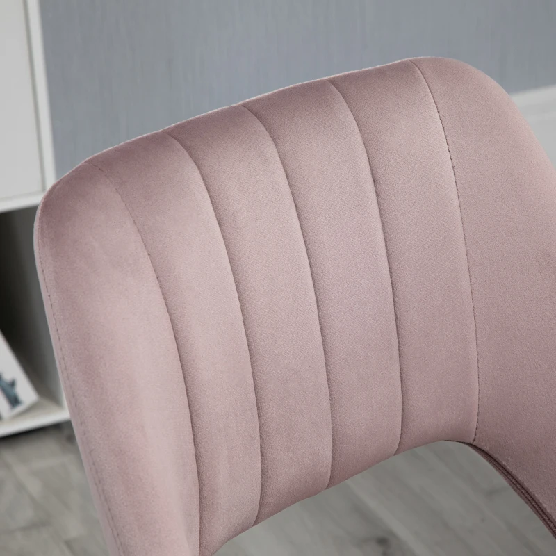Vinsetto Mid Back Office Chair Velvet Fabric Swivel Scallop Shape Computer Desk Chair, Pink