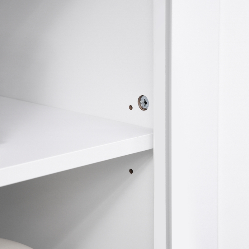 HOMCOM Kitchen Buffet Hutch Wooden Storage Cupboard with Framed Glass Door, Drawer and Microwave Space, White