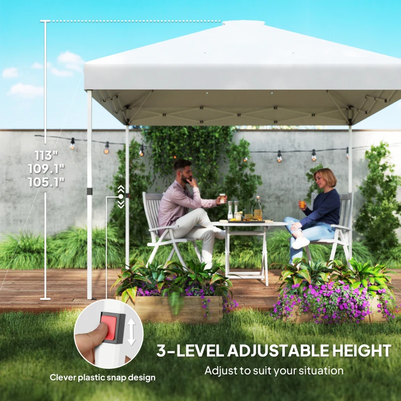 Outsunny 10' x 10' Pop Up Canopy Tent with 2 Half Sidewalls, UV50+ Instant Sun Shelter with Wheeled Carry Bag, White