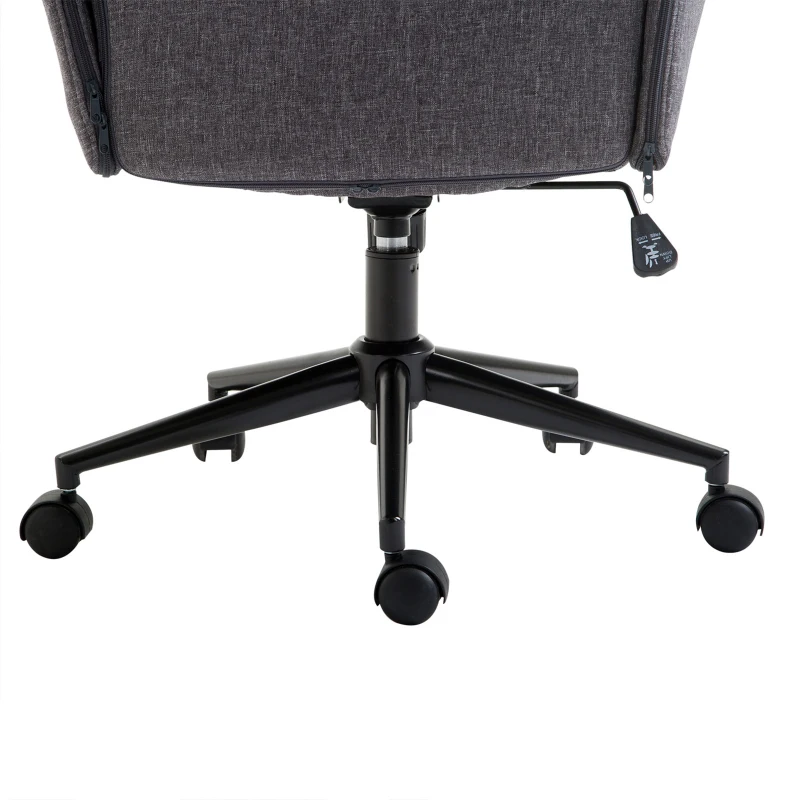 Vinsetto Linen Home Office Chair, Tufted Height Adjustable Computer Desk Chair with Swivel Wheels and Padded Armrests, Dark Gray