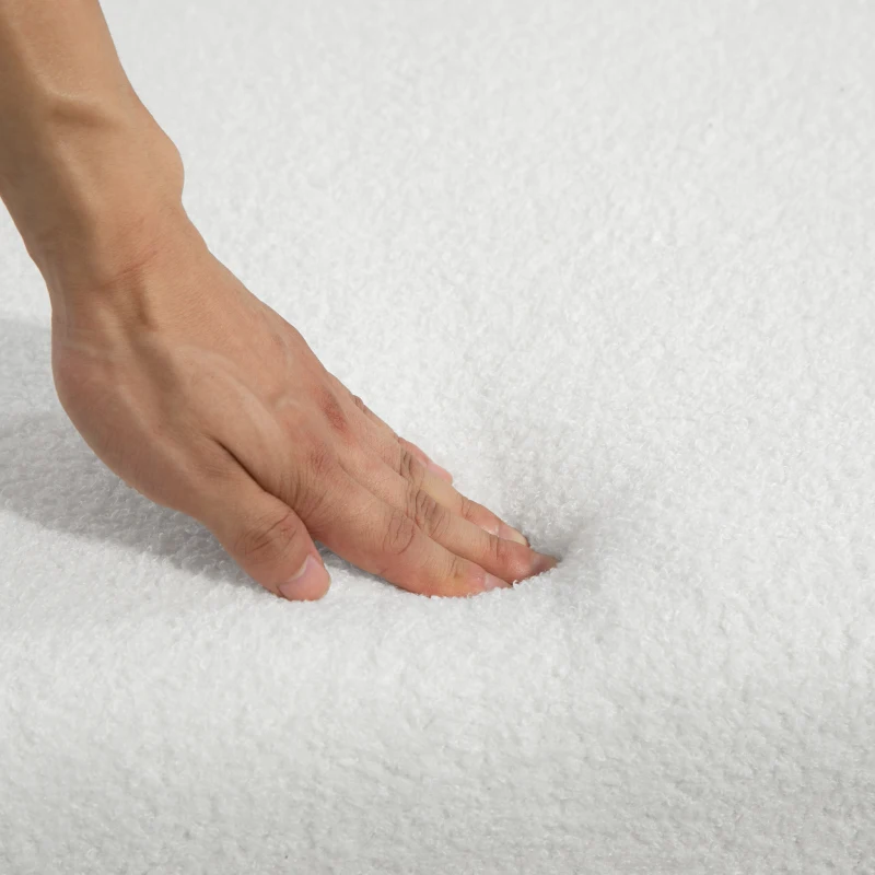 HOMCOM Upholstered Bedroom Bench, Boucle End of Bed Bench, Modern U-Shaped Entryway Bench, 39 x 18 x 18 Inches, White