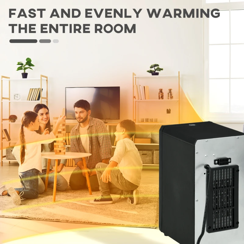HOMCOM Electric Space Heater for Indoor Use, 1500W Fast Heating Portable Electric Heater with Infrared Quartz Heat Element, Thermostat, 3 Modes, Remote, 12h Timer