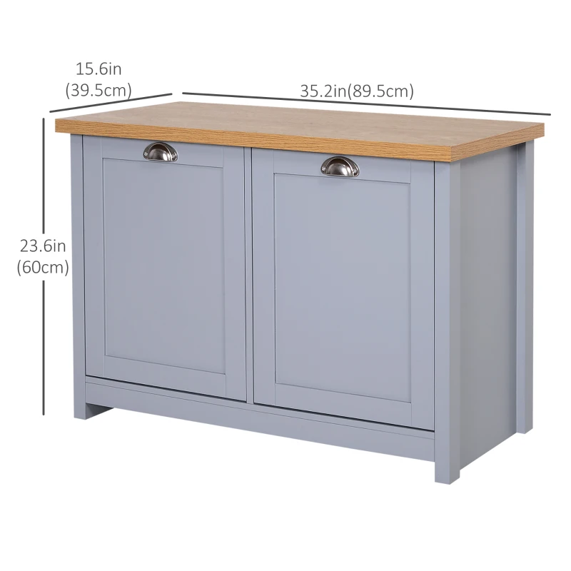 HOMCOM Shoe Cabinet with Double Doors, Shoe Storage Cabinet with 4 Compartments for Hallway, Entryway, Grey