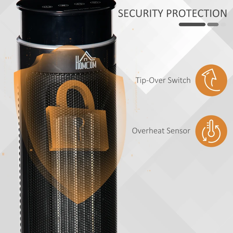 HOMCOM 2-In-1 Tower Heater, Indoor Electric Space Heater with Oscillation, Remote Control, 8H Timer, Three Heating Modes(High, Low, Fan), 750W/1500W