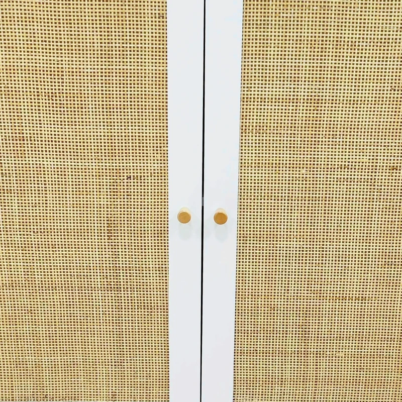 HOMCOM Boho Sideboard Cabinet, Freestanding Sideboards and Buffets with 2 Rattan Doors and Adjustable Shelf