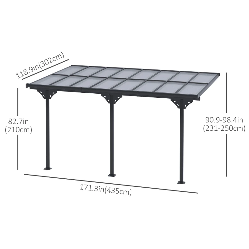 Outsunny Outdoor Pergola with Adjustable Height, 14ft x 10ft Outdoor Hardtop Pergola Gazebo, Restaurants & Homes, Grey
