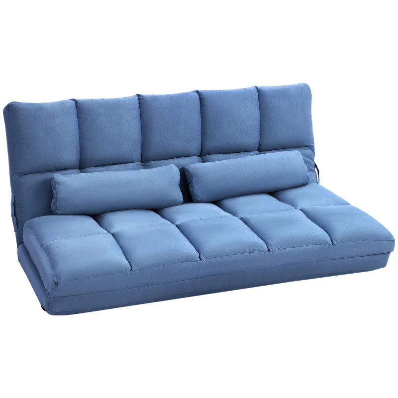 HOMCOM Recliner Sofa, Convertible Floor Sofa Chair with 2 Pillows, Adjustable Backrest and Headrest, Blue