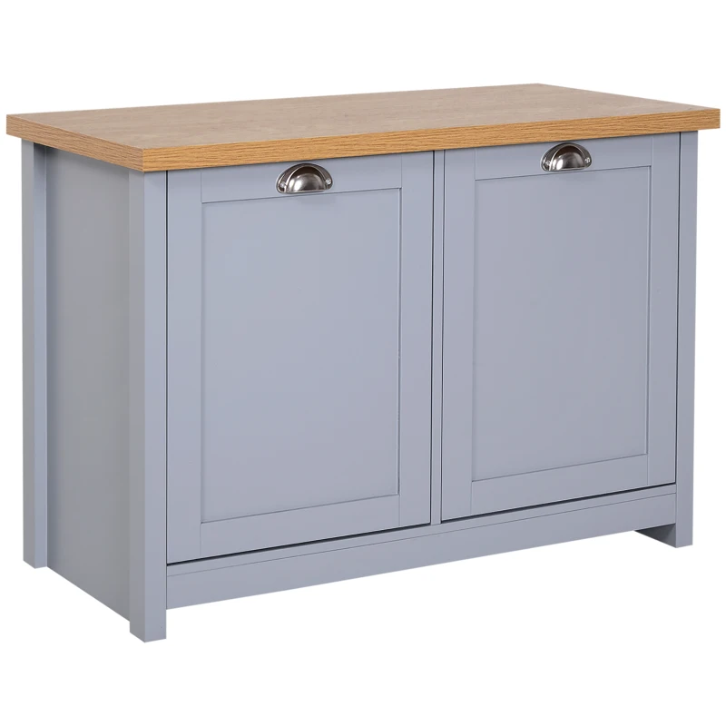 HOMCOM Shoe Cabinet with Double Doors, Shoe Storage Cabinet with 4 Compartments for Hallway, Entryway, Grey
