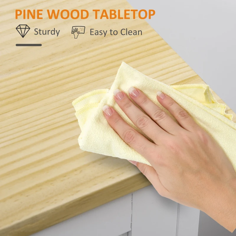 HOMCOM Kitchen Cart, Kitchen Island Coffee Bar Cart on Wheels with Wooden Top, Utility Trolley with 3 Storage Drawers, 2 Shelves, Removable Tray for Dining Room, White