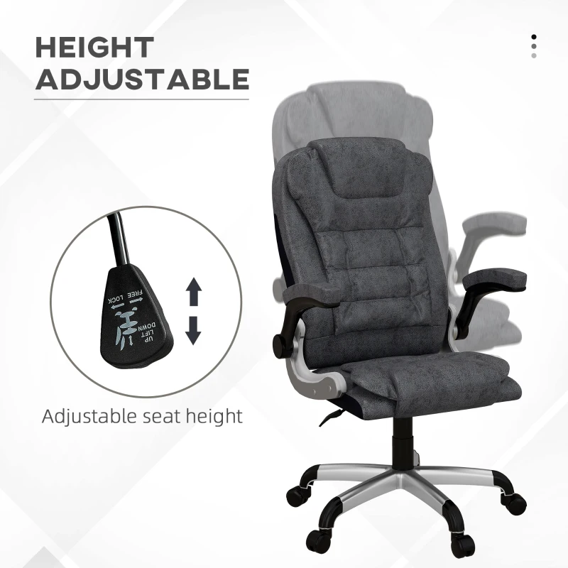 Vinsetto Heavy Duty Microfibre Office Chair, Big and Tall Computer Chair with Flip-up Arm, 400lbs, Charcoal Grey