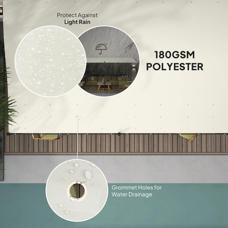 Outsunny 10' x 20' Wall-Mounted Outdoor Pergola Canopy, Metal Patio Canopy with Drainage Holes for Backyard Garden, Cream White