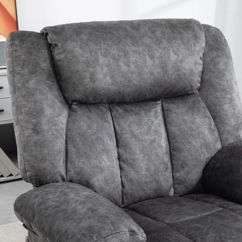 HOMCOM Rocker Recliner Chair with Swivel, Fabric Reclining Chair with Cushion, Rocking Chair with Footrest, Charcoal Gray