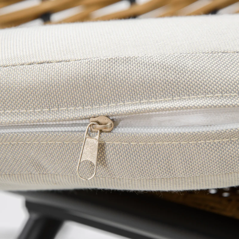 Outsunny 3 Piece Patio Set, Outdoor Bistro Furniture, PE Rattan Wicker Table and Chairs, Cushioned, Barrel Style, Cream White