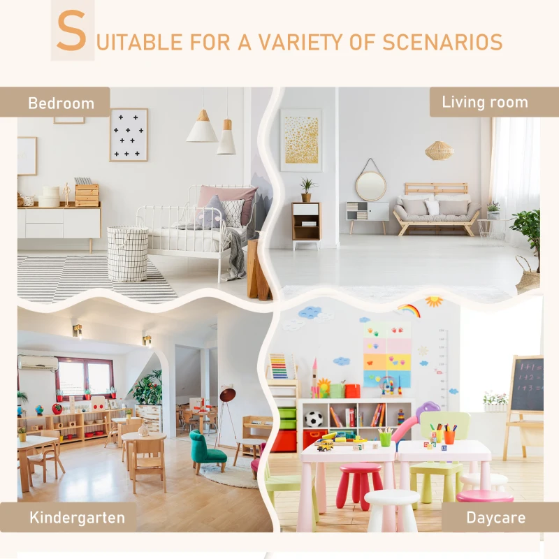 Qaba Wooden Kids Table and Chair Set Ideal for Arts, Meals, Homework, Cute Toddler Activity Table for Age 1-4 Years, White