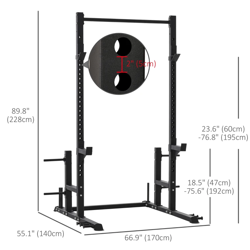 Soozier Heavy Duty Multi-Function Power Tower Exercise Workout Station Strength Training w/ Stand Rod for Home Gym