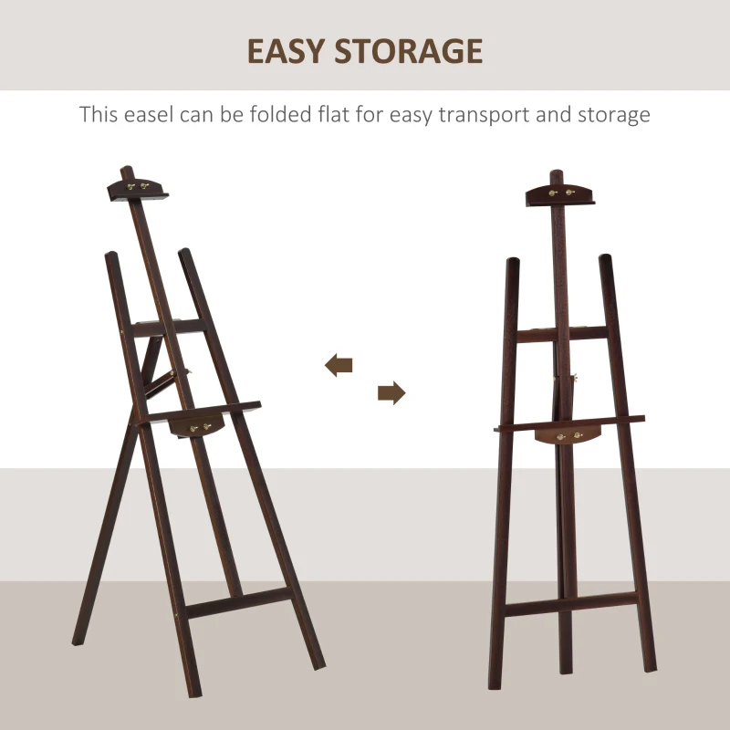 HOMCOM A-Frame Easel of Maximum Height 53", Holds Canvases Up to 43", Painting Studio Art Easel that Tilts up to 75° Degrees for Adults, Beginners, Students, Brown