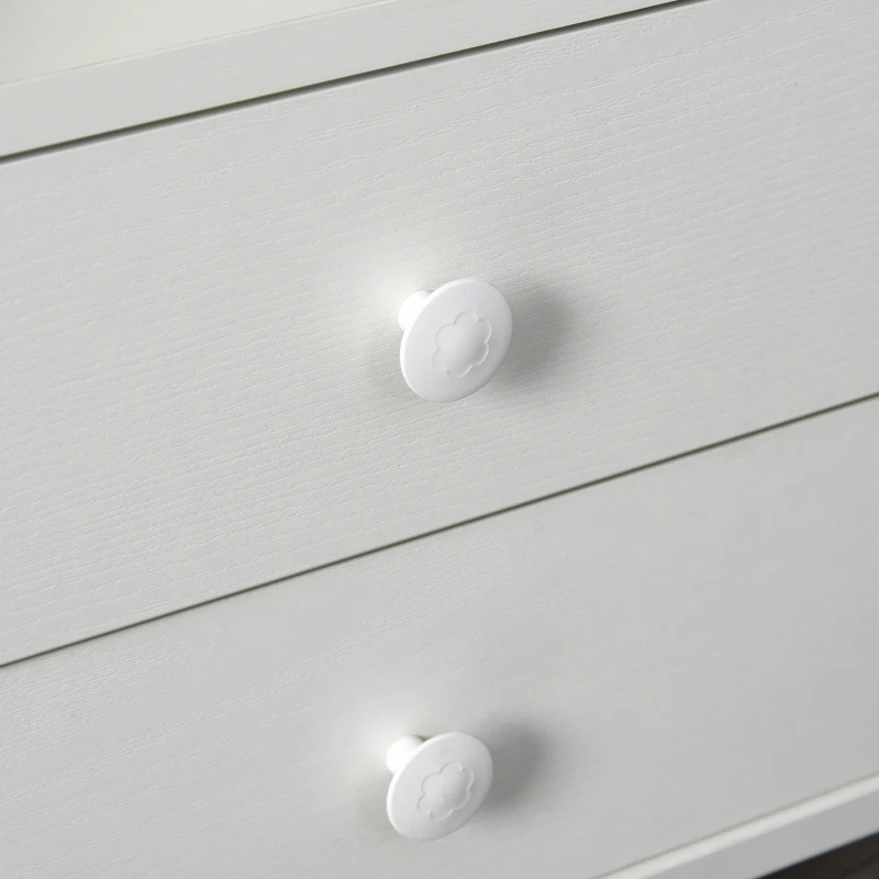 HOMCOM Modern End/Side Table for Living Room with a 360° Adjustable Height Tabletop & Storage Drawers, White